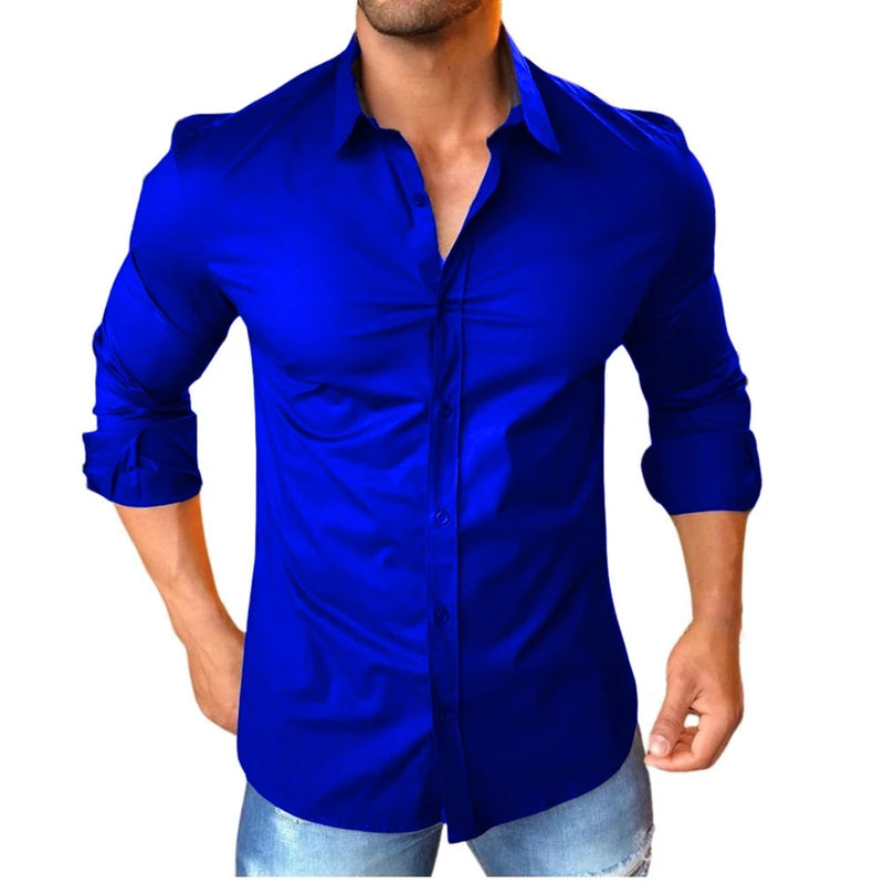 Camisa Axia Social Masculina Slim fit Luxo Moda Estilosa Manga Longa