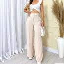 Calça GG Feminina Pantalona Axia Wide Leg Duna com Botão Tendência 2026