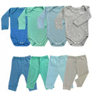 kit Axia 4 peças mijão calça e body manga longa infantil bebe masculino e feminino