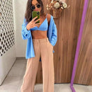 Calça GG Feminina Pantalona Axia Wide Leg Duna com Botão Tendência 2026