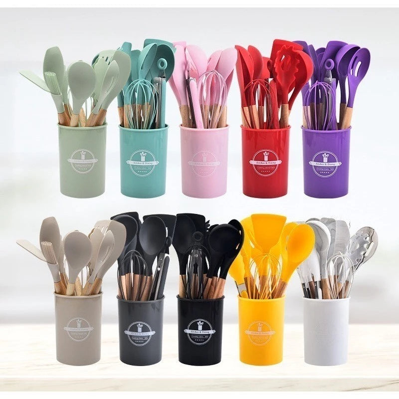 KIT de Utensílios Axia Para Cozinha em Silicone e Bambu 12 Peças novo 2026