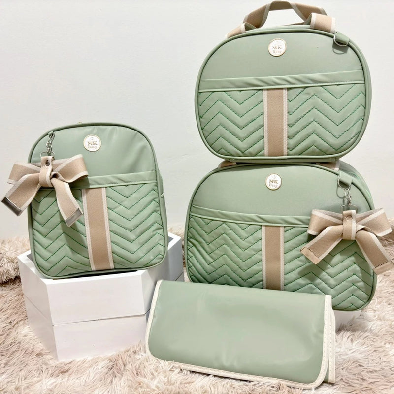 Kit Bolsa Maternidade Axia Com Faixa e Laço 4 Peças Menina/Menino com mochila e trocador