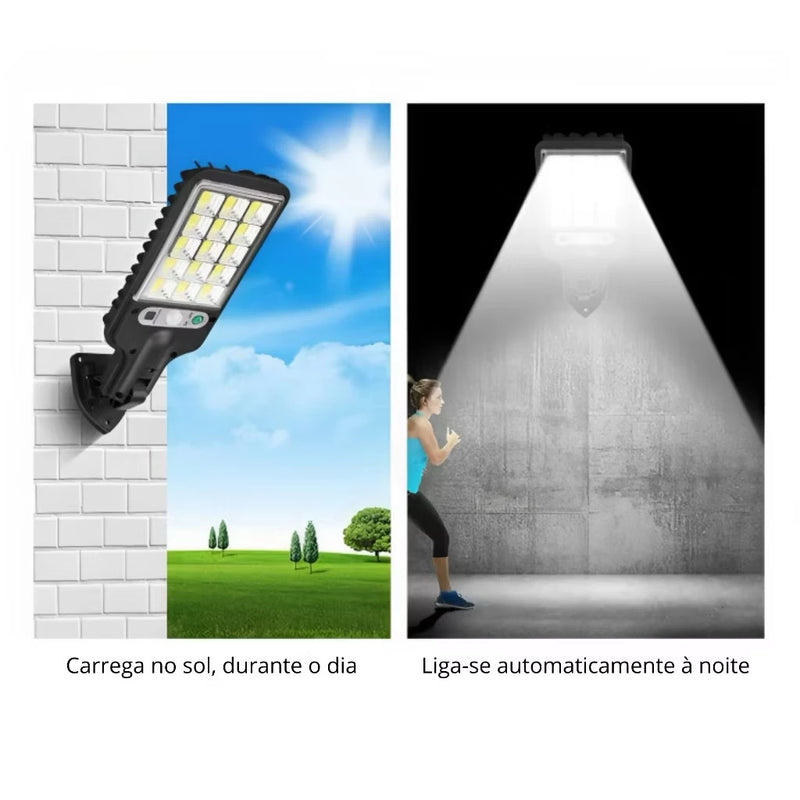 Kit 2 Luz Solar De Rua Taman 21W LED Axia Controle Remoto De Jardim À Prova D'água Indução Automática Com 3 Modos