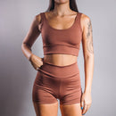 Conjunto Academia Feminino Short e Top Fitness Cintura Alta Suplex básico em diversas cores