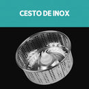 Mop C/ cabo de 140 cm + 2 Refis - Rodinhas e Cesto Em Inox - Balde Centrífuga - CH