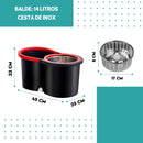 Mop C/ cabo de 140 cm + 2 Refis - Rodinhas e Cesto Em Inox - Balde Centrífuga - CH