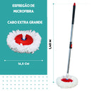 Mop C/ cabo de 140 cm + 2 Refis - Rodinhas e Cesto Em Inox - Balde Centrífuga - CH
