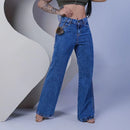 CALÇA AXIA WIDE LEG FEMININA JEANS PANTALONA 100% ALGODÃO CALÇA UNIVERSITARIA