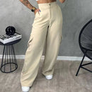Calça CARGO Axia Alfaiataria Feminina Pantalona WideLeg com Bolsos Laterais