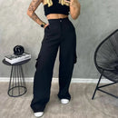 Calça CARGO Axia Alfaiataria Feminina Pantalona WideLeg com Bolsos Laterais