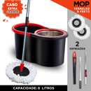 Mop C/ cabo de 140 cm + 2 Refis - Rodinhas e Cesto Em Inox - Balde Centrífuga - CH