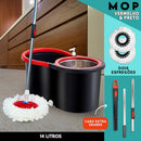 Mop C/ cabo de 140 cm + 2 Refis - Rodinhas e Cesto Em Inox - Balde Centrífuga - CH