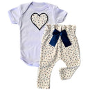Conjunto Roupa Menina Bebê Axia Algodão Manga Curta com Aplique Bordado Calça e Body Roupinha Bebês luxo