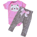 Conjunto Roupa Menina Bebê Axia Algodão Manga Curta com Aplique Bordado Calça e Body Roupinha Bebês luxo