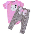 Conjunto Roupa Menina Bebê Axia Algodão Manga Curta com Aplique Bordado Calça e Body Roupinha Bebês luxo