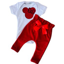 Conjunto Roupa Menina Bebê Axia Algodão Manga Curta com Aplique Bordado Calça e Body Roupinha Bebês luxo