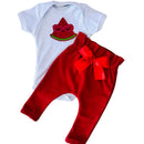 Conjunto Roupa Menina Bebê Axia Algodão Manga Curta com Aplique Bordado Calça e Body Roupinha Bebês luxo