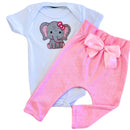 Conjunto Roupa Menina Bebê Axia Algodão Manga Curta com Aplique Bordado Calça e Body Roupinha Bebês luxo