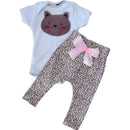 Conjunto Roupa Menina Bebê Axia Algodão Manga Curta com Aplique Bordado Calça e Body Roupinha Bebês luxo