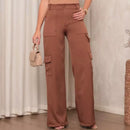 Calça CARGO Axia Alfaiataria Feminina Pantalona WideLeg com Bolsos Laterais