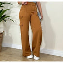 Calça CARGO Axia Alfaiataria Feminina Pantalona WideLeg com Bolsos Laterais