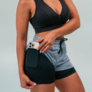 Shorts compressão 2 em 1 Feminino axia para Academia Treino Caminhada e Corrida Dry Fit com Bolso Celular