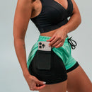 Shorts compressão 2 em 1 Feminino axia para Academia Treino Caminhada e Corrida Dry Fit com Bolso Celular