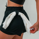 Shorts compressão 2 em 1 Feminino axia para Academia Treino Caminhada e Corrida Dry Fit com Bolso Celular