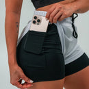 Shorts compressão 2 em 1 Feminino axia para Academia Treino Caminhada e Corrida Dry Fit com Bolso Celular
