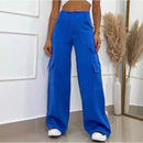 Calça CARGO Axia Alfaiataria Feminina Pantalona WideLeg com Bolsos Laterais