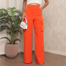 Calça CARGO Axia Alfaiataria Feminina Pantalona WideLeg com Bolsos Laterais