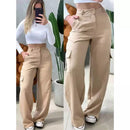 Calça CARGO Axia Alfaiataria Feminina Pantalona WideLeg com Bolsos Laterais