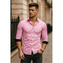 Camisa Axia Masculina Slim Fit Luxo Detalhe Interno gola e punho