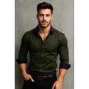 Camisa Axia Masculina Slim Fit Luxo Detalhe Interno gola e punho