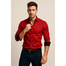 Camisa Axia Masculina Slim Fit Luxo Detalhe Interno gola e punho