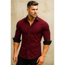 Camisa Axia Masculina Slim Fit Luxo Detalhe Interno gola e punho