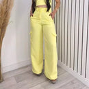 Calça CARGO Axia Alfaiataria Feminina Pantalona WideLeg com Bolsos Laterais