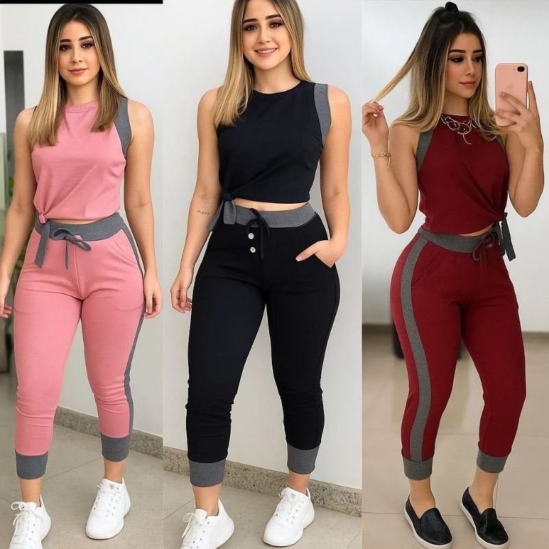 Conjunto Axia Feminino Canelado calça y blusa