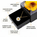 Flor Eterna Girassol Axia+ Colar de Girassol Com Pedrarias Cravejado | Flor Presenvada | WeBox