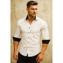 Camisa Axia Masculina Slim Fit Luxo Detalhe Interno gola e punho
