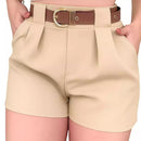 Short Alfaiataria Feminino Axia Cintura Alta com Cinto P AO GG– Envio Imediato