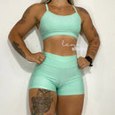Conjunto Axia Academia Fitness Short e Top Cintura Alta Moda Fitness LISOS