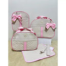 Kit Bolsa Maternidade Axia Com Faixa e Laço 4 Peças Menina/Menino com mochila e trocador