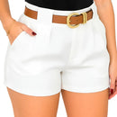 Short Alfaiataria Feminino Axia Cintura Alta com Cinto P AO GG– Envio Imediato