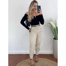 Calça Alfaiataria Axia Feminina Cintura Alta Com Pença Casual e Social do P até G1