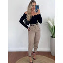 Calça Alfaiataria Axia Feminina Cintura Alta Com Pença Casual e Social do P até G1