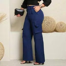 Calça CARGO Axia Alfaiataria Feminina Pantalona WideLeg com Bolsos Laterais
