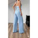 Conjunto Axia Feminino Liz Calça Pantalona + Blusinha Top Amarração Look Versátil Moda Verão