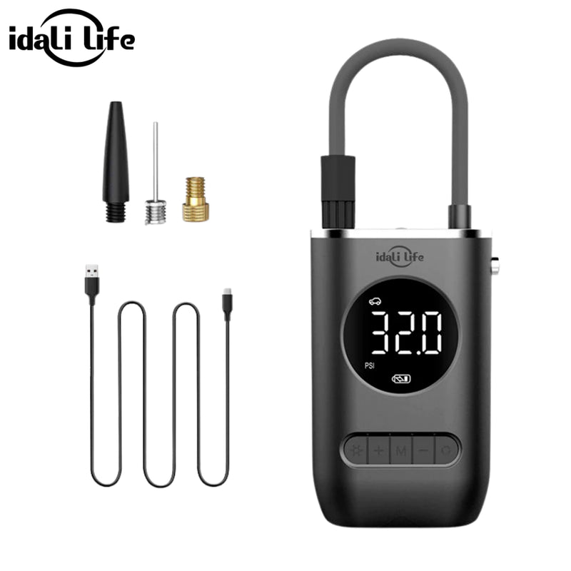 Mini Compressor de Ar axia  Portatil Recarregavél Digital USB Calibrador Pneu IDALI LIFE