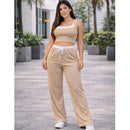 Conjunto Axia Ribana Calça Pantalona cós alto duplo e Top alcinhas dupla P ao G1
